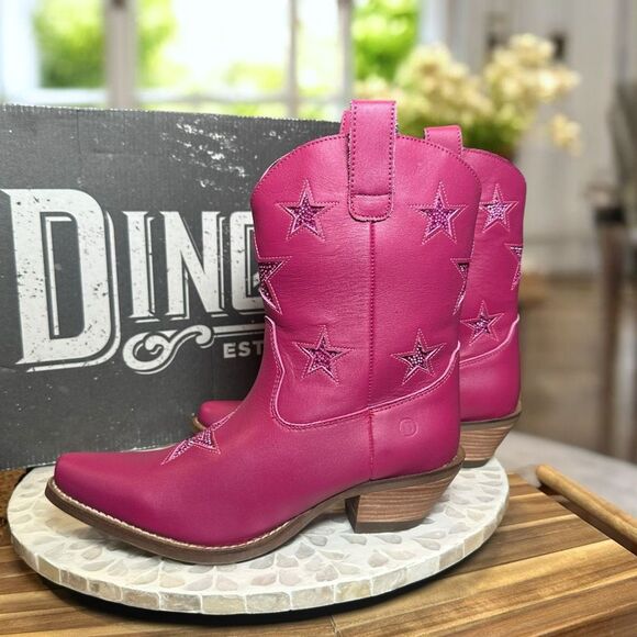 Dingo Star Struck Cowboy Boots Fuchsia Pink Leather Western Rodeo Women’s Size 7 - Picture 15 of 15